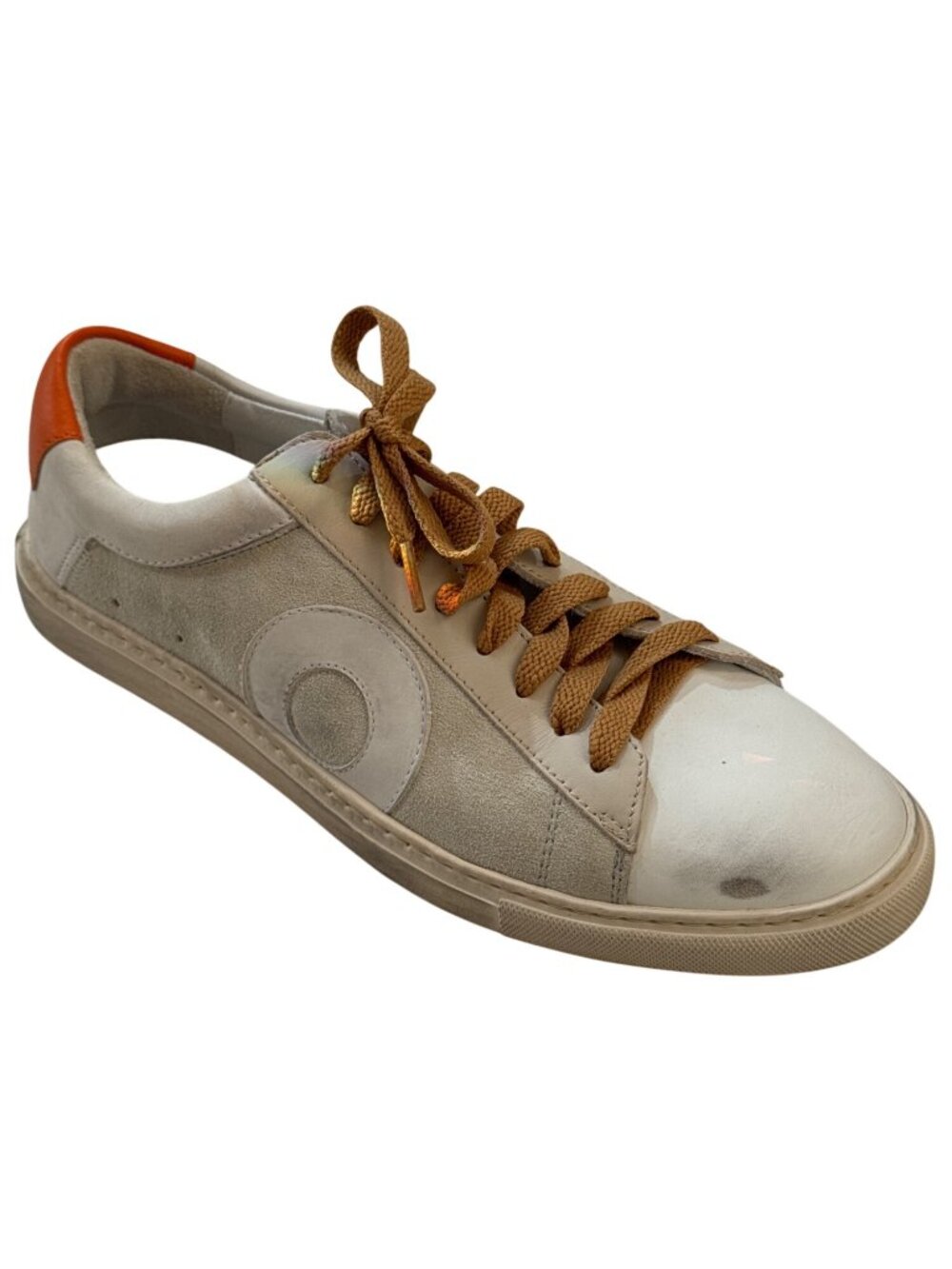 OLIVER CABELLLow-Top Sneakers Beige Suede Leather Orange Accent Women's Size 7